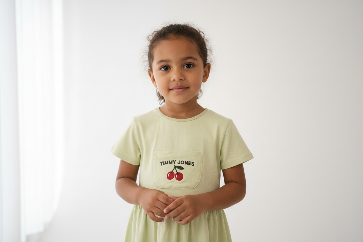 Timmy Jones Cherry Pocket Premium Cotton Short Sleeve Dress Ages 18 Months 7 Years