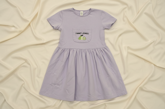 Timmy Jones Lavender Premium Cotton Dress with Embroidered Pocket Ages 18 Months 7 Years