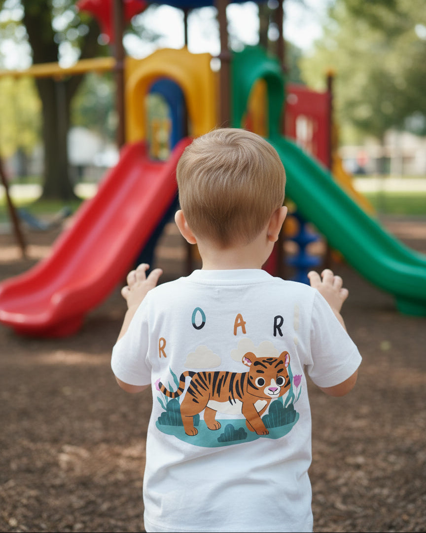 “Roar Tiger” Premium Cotton Short Sleeve T-Shirt (Ages 18 Months  - 6 Years)